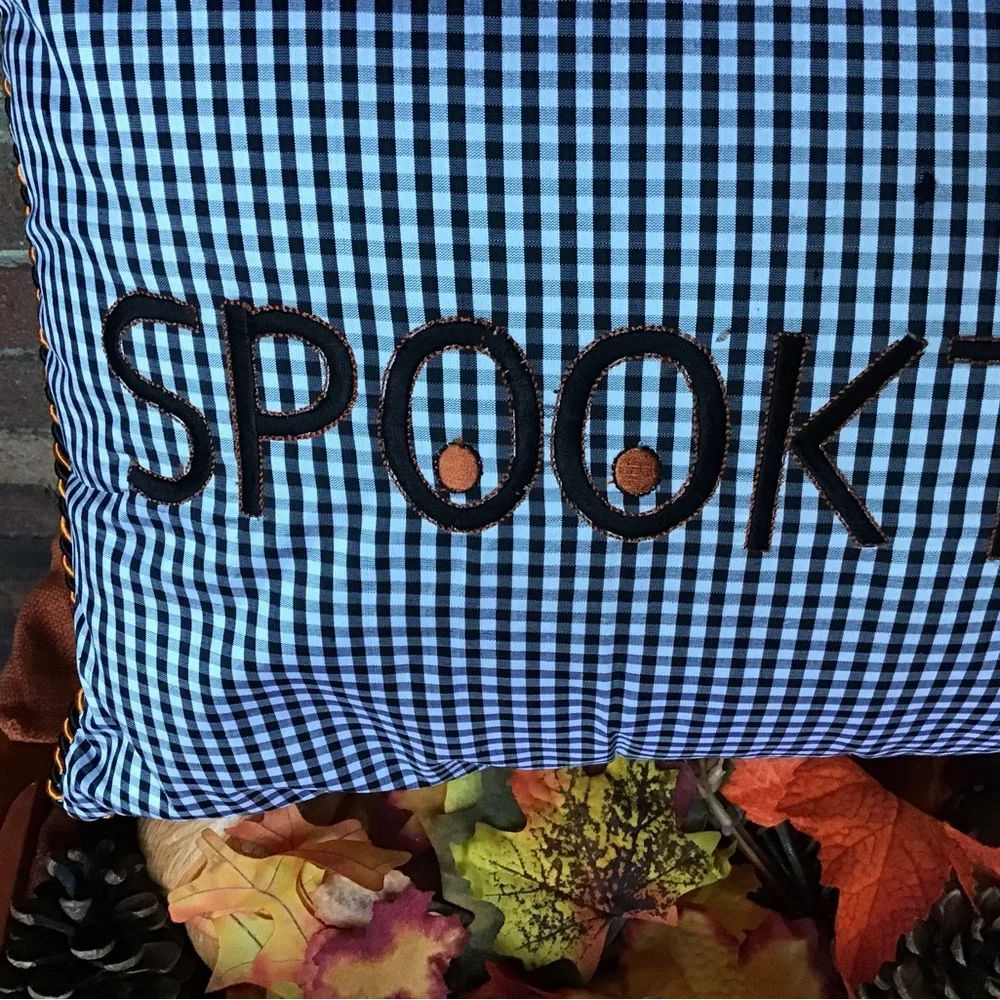 NWOT - McKenzie Child Gorgeous Halloween Pillow “Spooktacular Embroidered